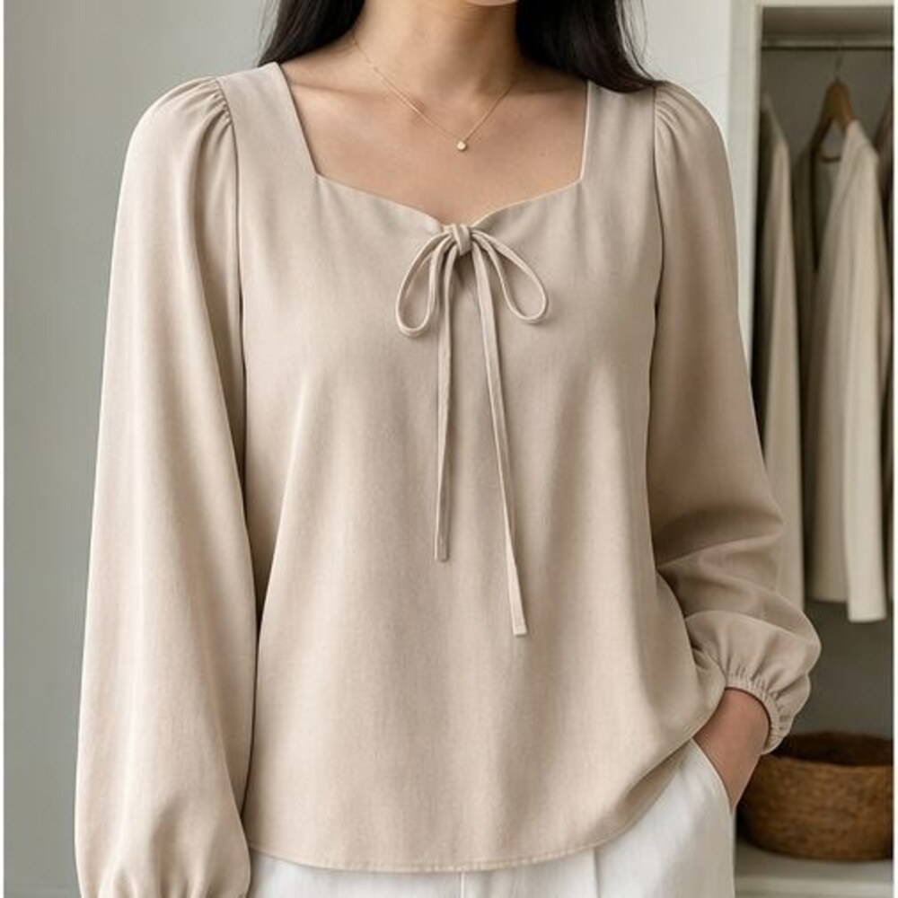 Sand Button Blouse - Picture 2 of 6